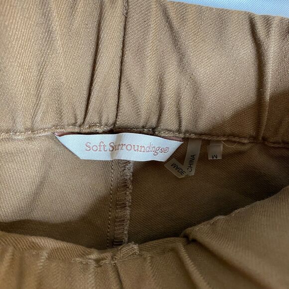 Soft Surroundings Tan Pull On Pants Metal Snap Ankle Detail Womens Medium - Picture 5 of 11